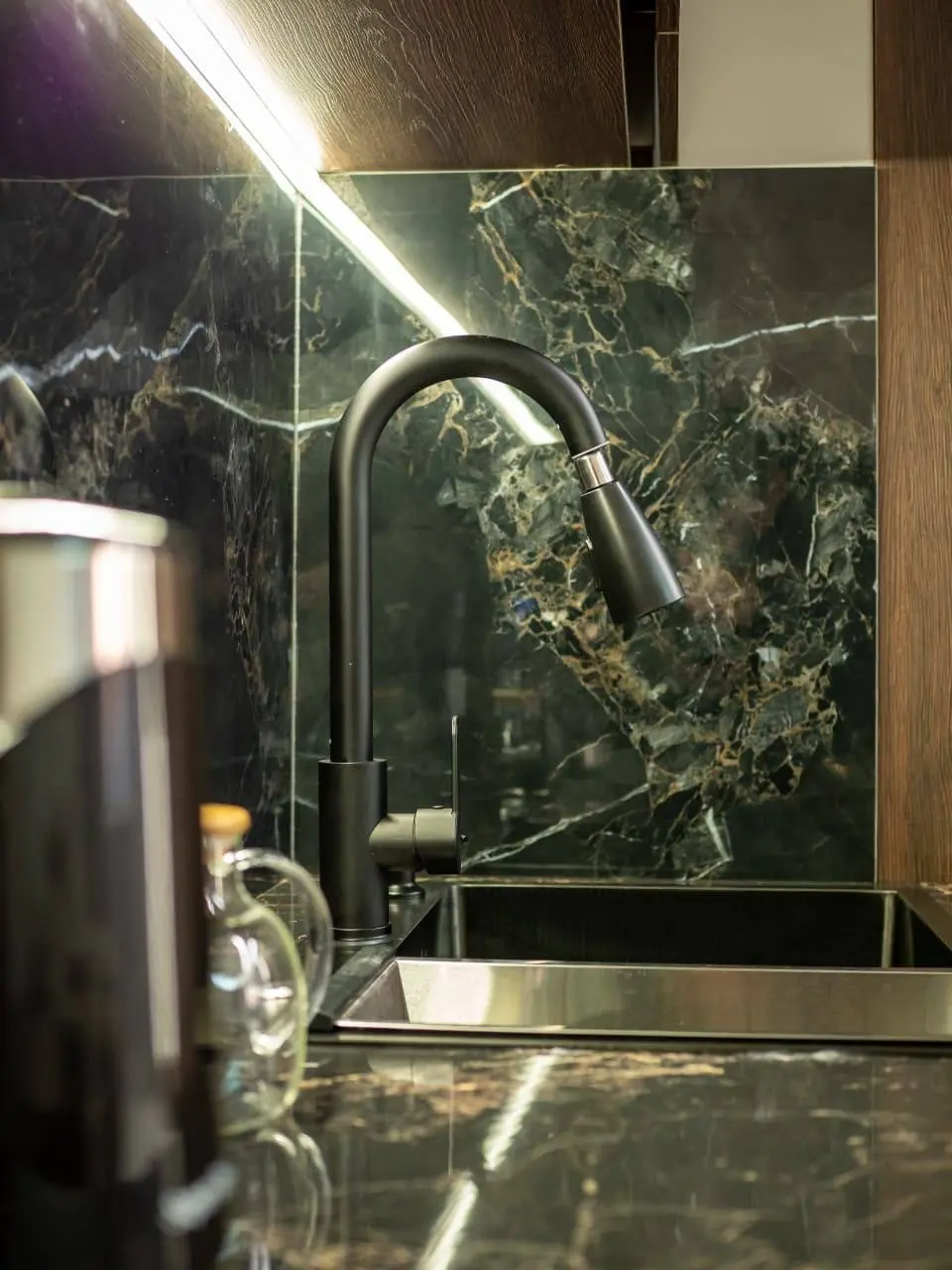 Dark marble bathroom